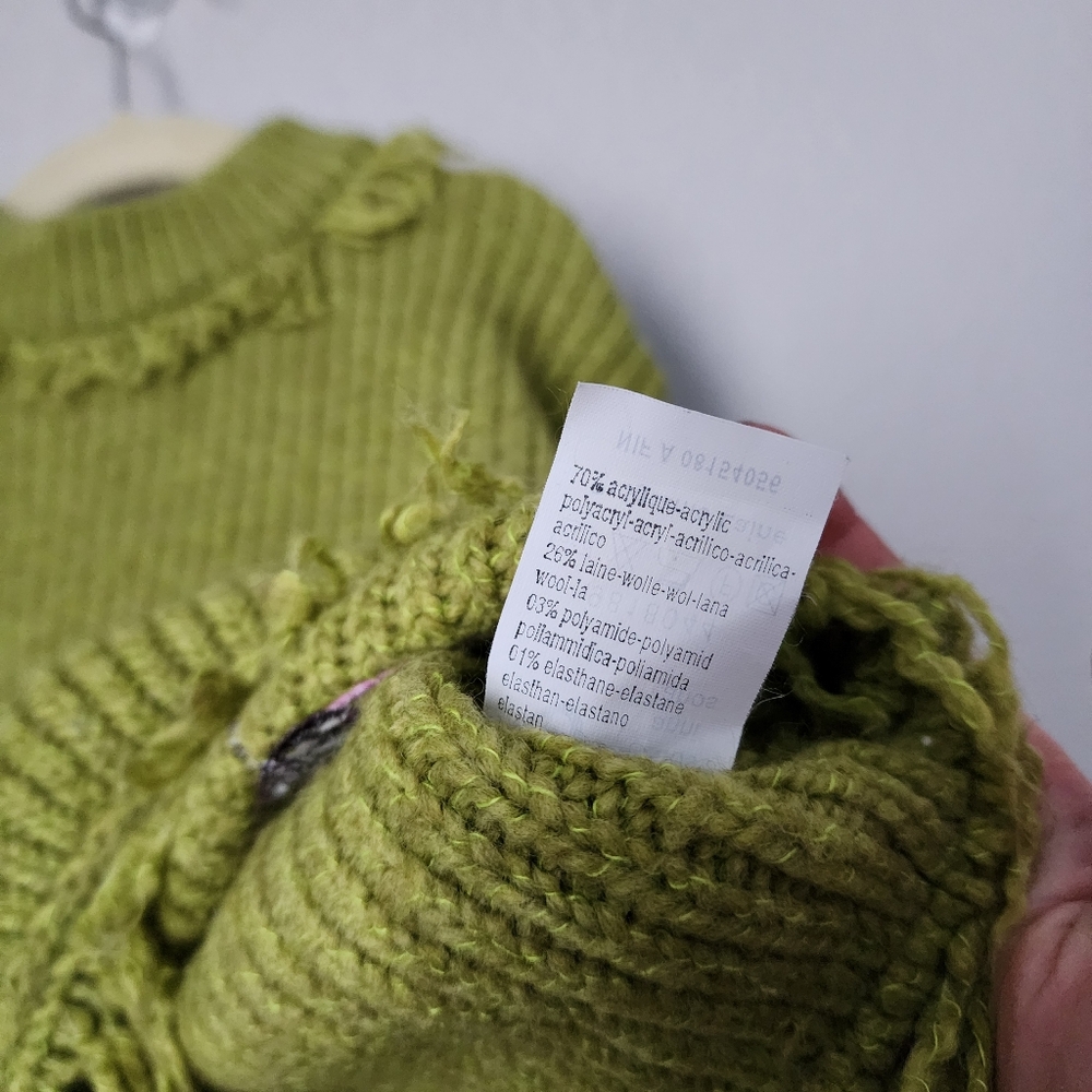 CONFETTI Kids wool‎ knit sweater in green fringe size 5 Years - Picture 4 of 7